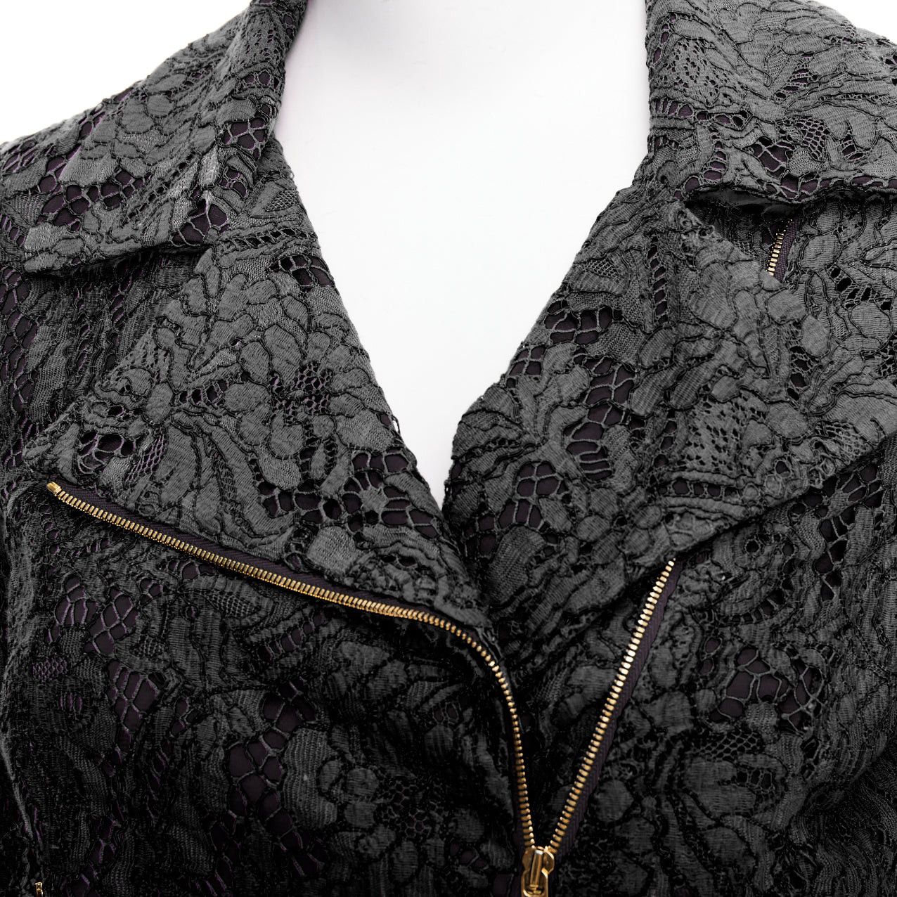 MSGM MSGM black cotton blend lace side zip cropped biker jacket IT40 S Size S / US 4 / IT 40 - 8 Thumbnail