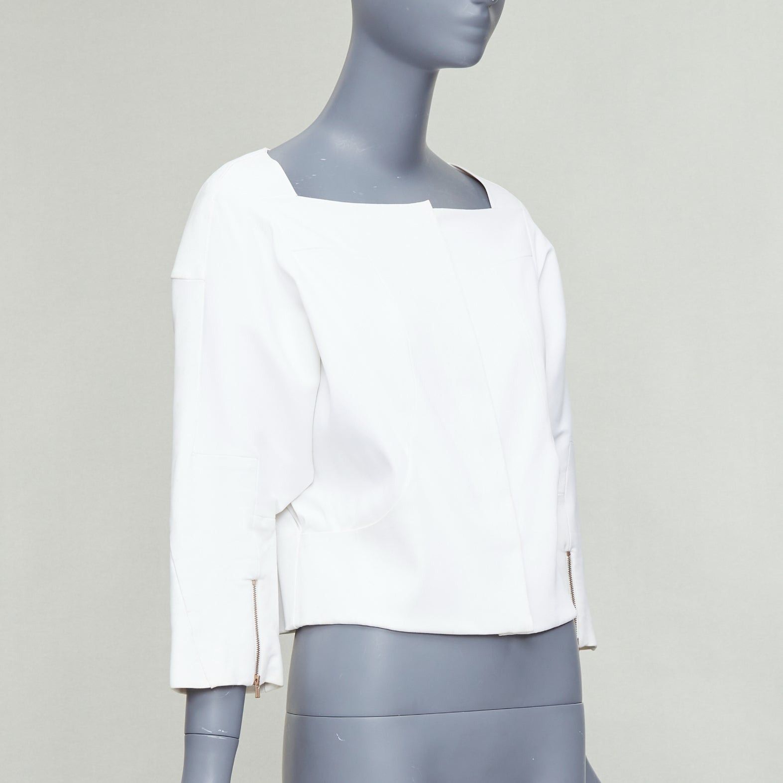 Chloe CHLOE white cotton batwing square collar zip cuff crop jacket FR36 S Size S / US 4 / IT 40 - 4 Thumbnail