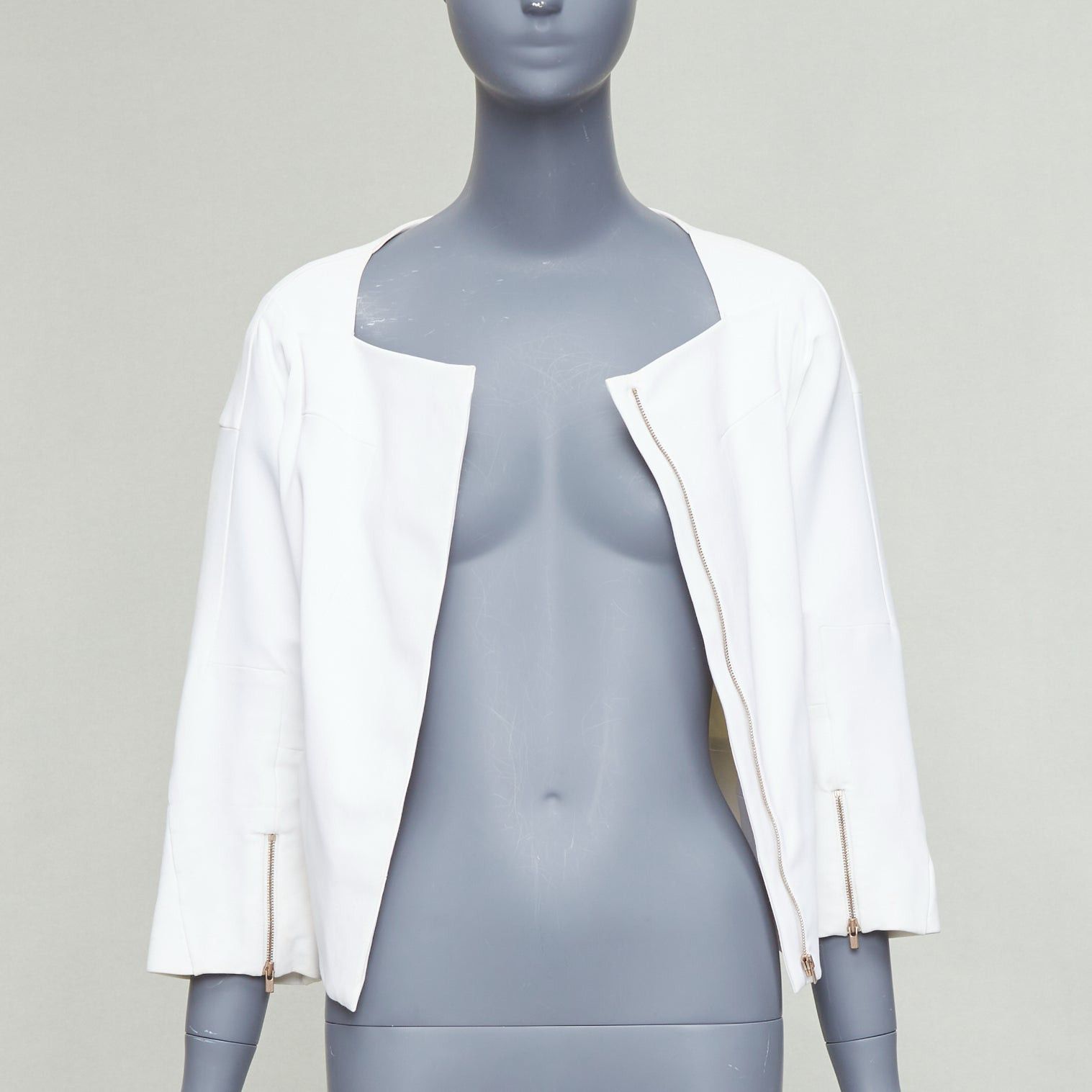 Chloe CHLOE white cotton batwing square collar zip cuff crop jacket FR36 S Size S / US 4 / IT 40 - 3 Thumbnail