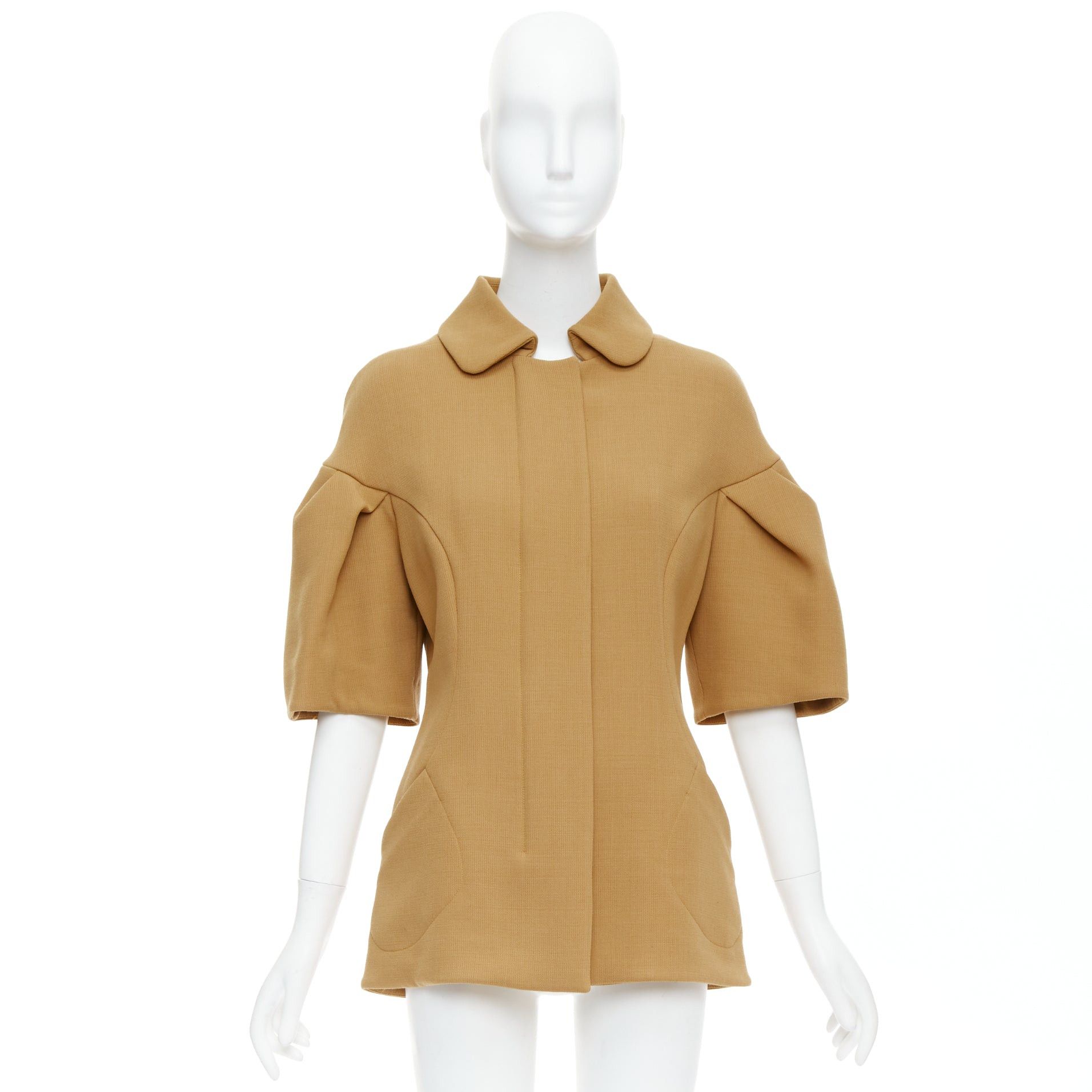 Marni MARNI camel virgin wool puff darted sleeve zip round collar coat IT40 S Size S / US 4 / IT 40 - 10 Thumbnail