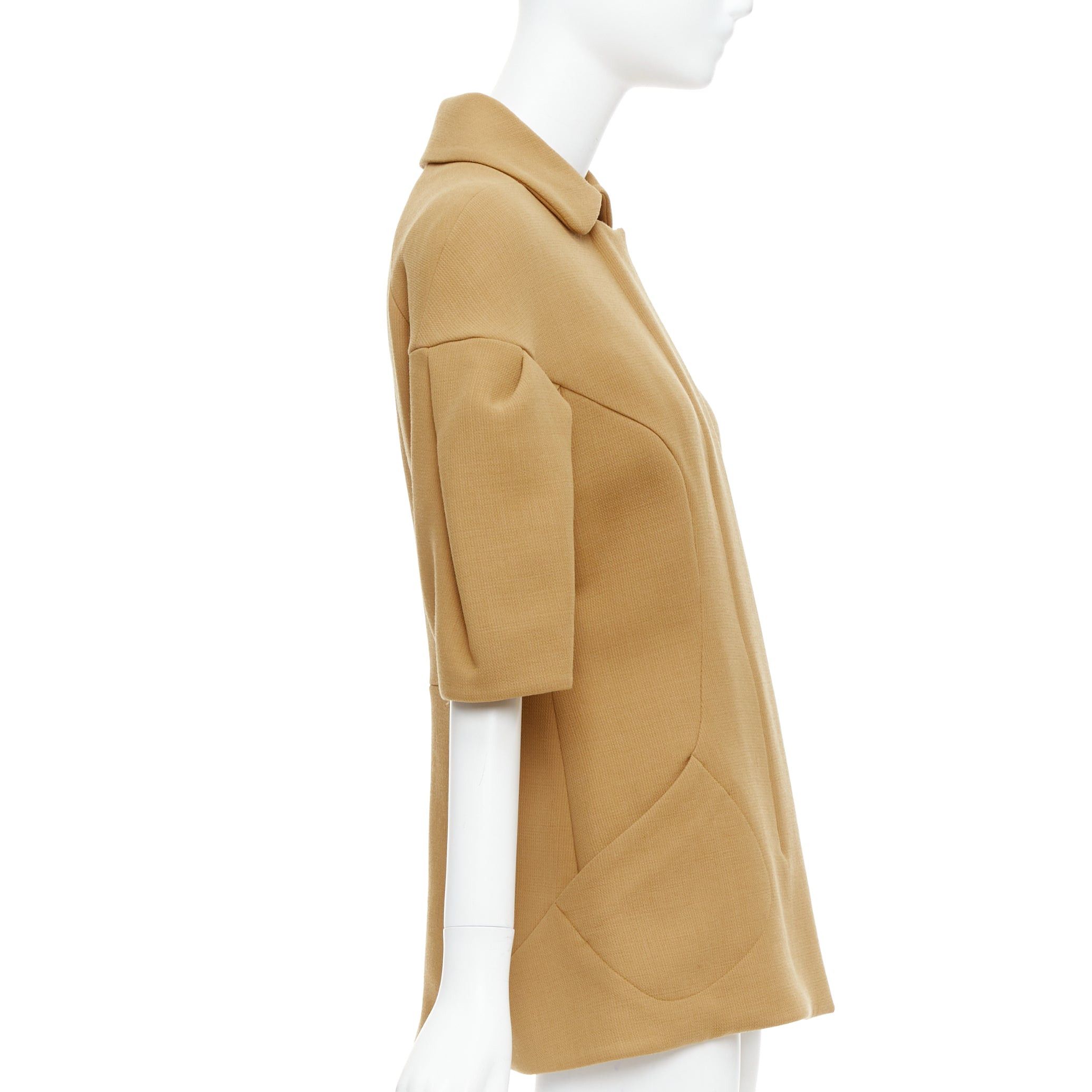 Marni MARNI camel virgin wool puff darted sleeve zip round collar coat IT40 S Size S / US 4 / IT 40 - 5 Thumbnail