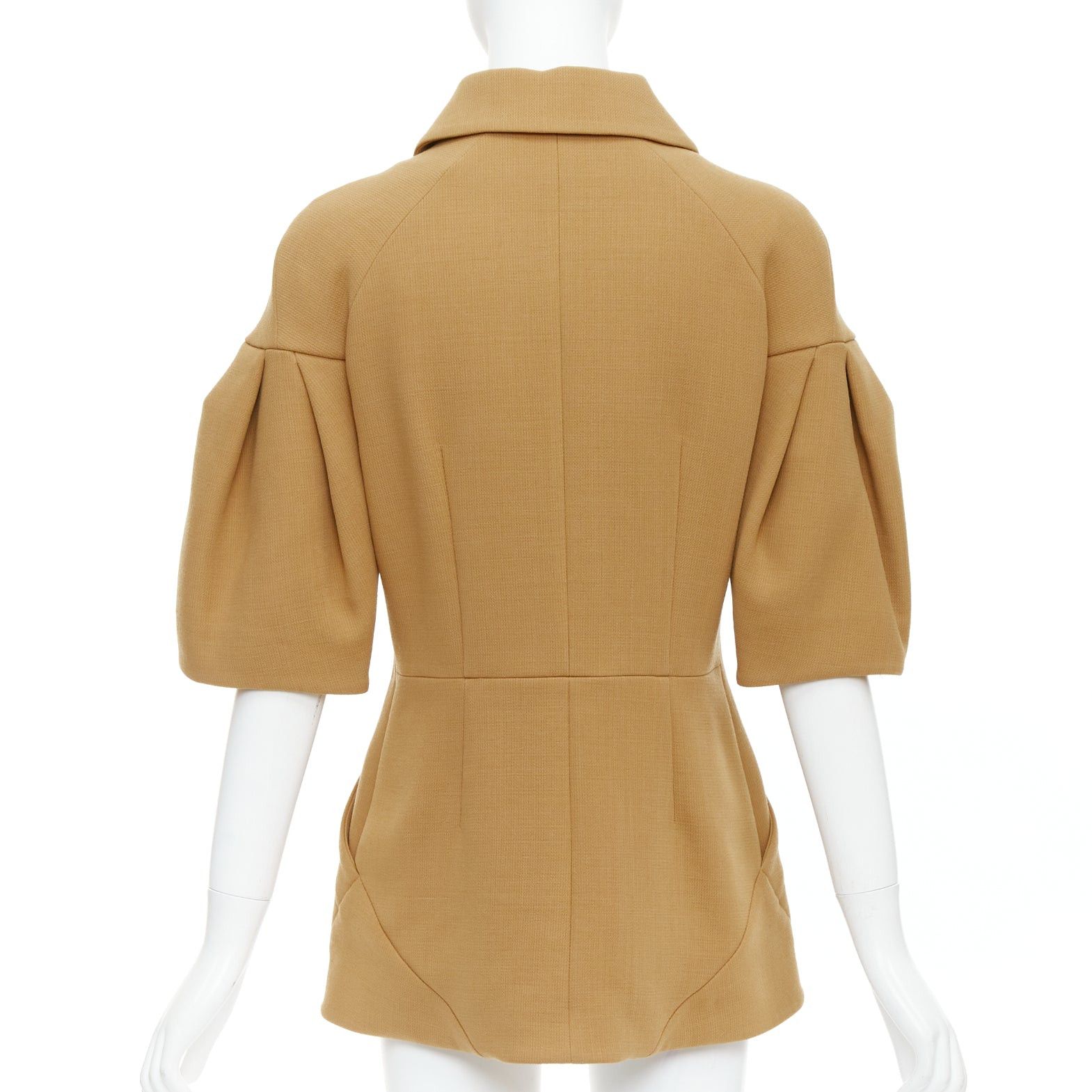 Marni MARNI camel virgin wool puff darted sleeve zip round collar coat IT40 S Size S / US 4 / IT 40 - 6 Thumbnail