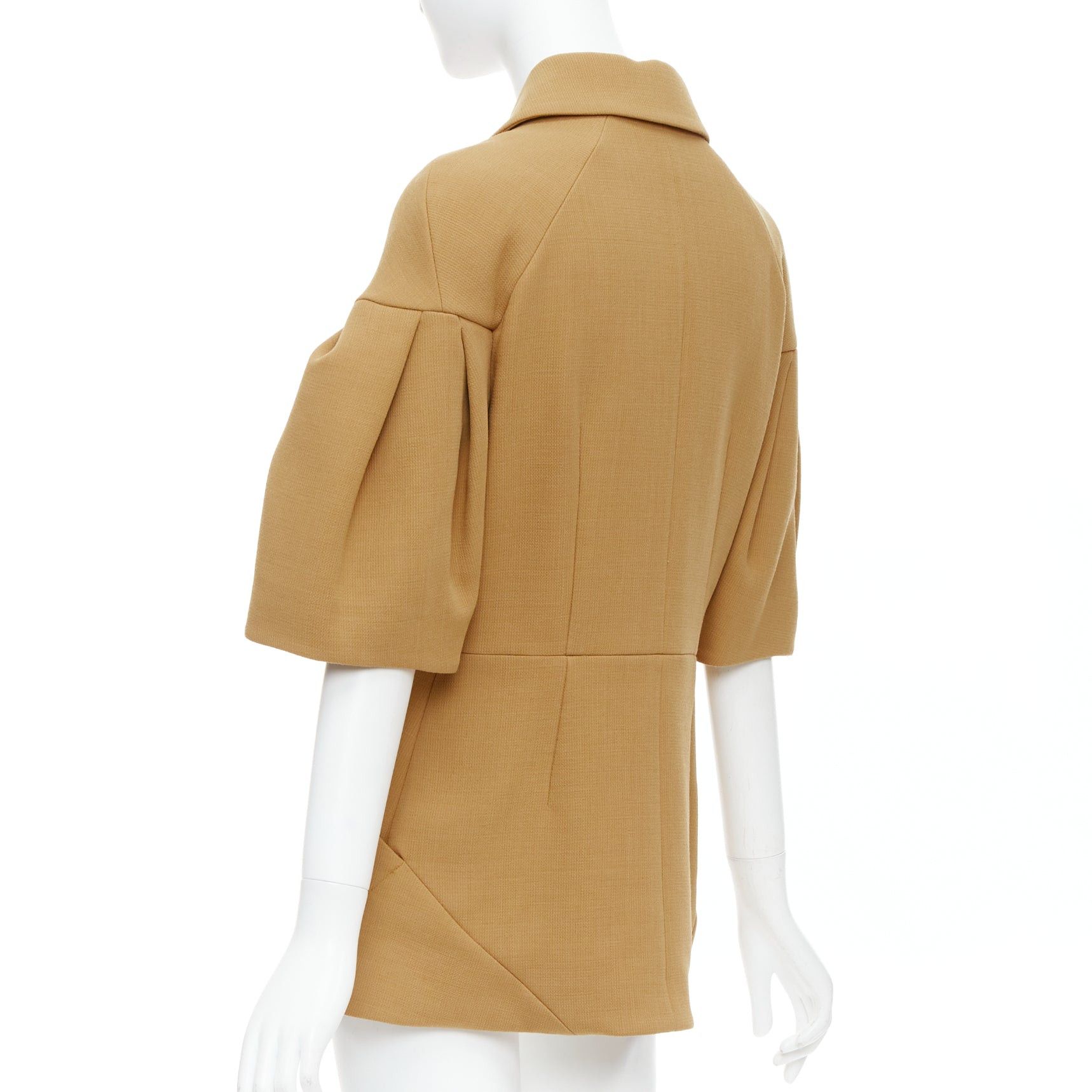 Marni MARNI camel virgin wool puff darted sleeve zip round collar coat IT40 S Size S / US 4 / IT 40 - 7 Thumbnail