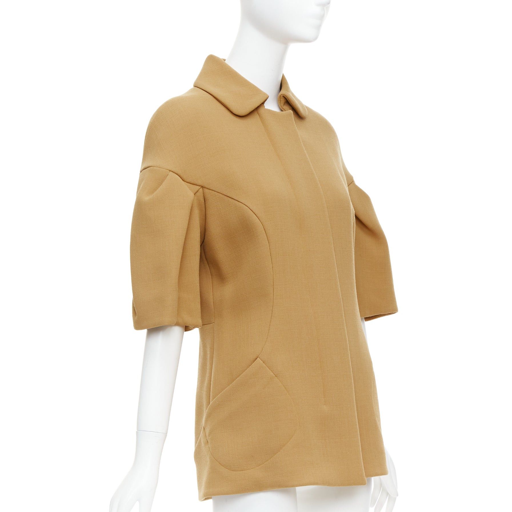 Marni MARNI camel virgin wool puff darted sleeve zip round collar coat IT40 S Size S / US 4 / IT 40 - 4 Thumbnail