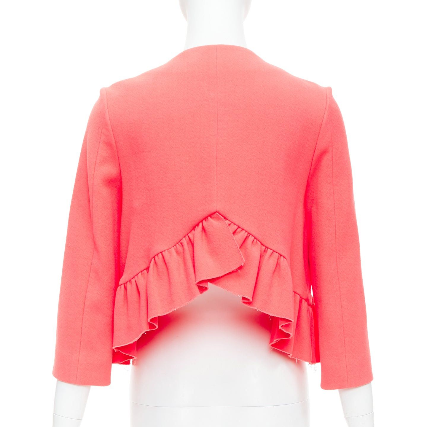 Marni MARNI hot pink cotton blend ruffle hem zip front cropped jacket IT38 XS Size XS / US 0-2 / IT 36-38 - 6 Thumbnail