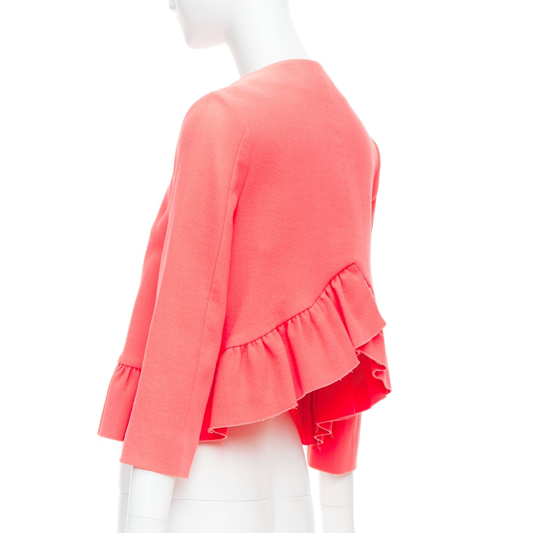 Marni MARNI hot pink cotton blend ruffle hem zip front cropped jacket IT38 XS Size XS / US 0-2 / IT 36-38 - 7 Thumbnail