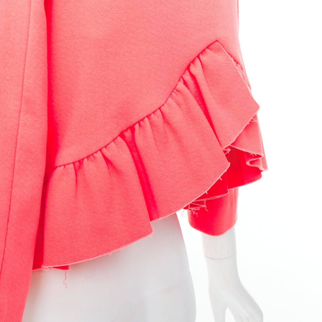 Marni MARNI hot pink cotton blend ruffle hem zip front cropped jacket IT38 XS Size XS / US 0-2 / IT 36-38 - 8 Thumbnail