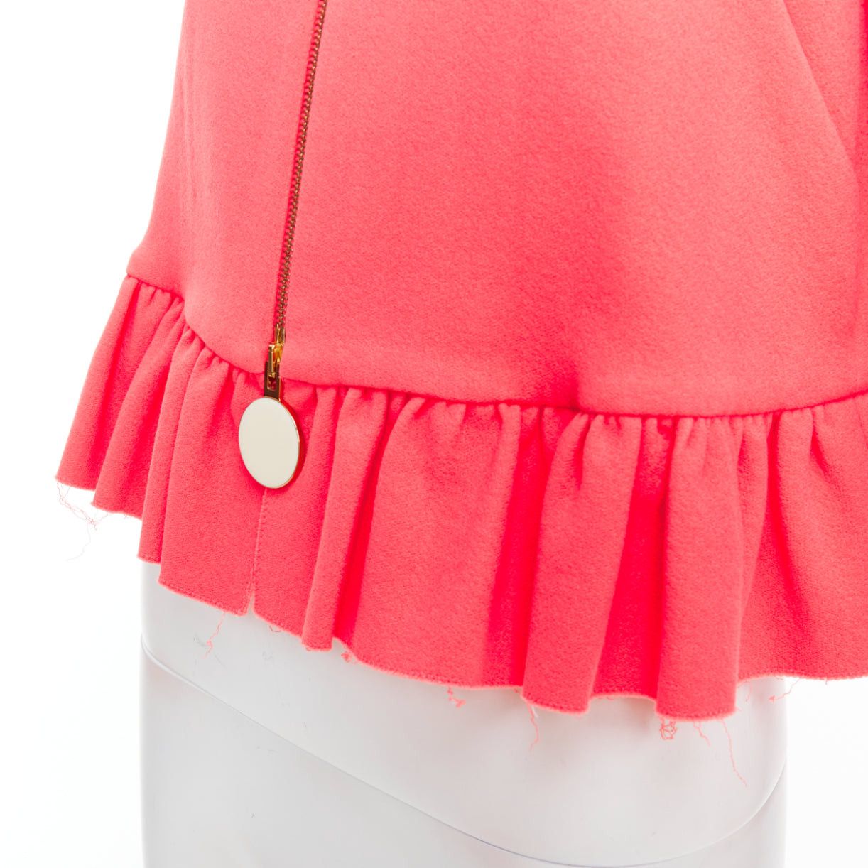 Marni MARNI hot pink cotton blend ruffle hem zip front cropped jacket IT38 XS Size XS / US 0-2 / IT 36-38 - 2 Thumbnail