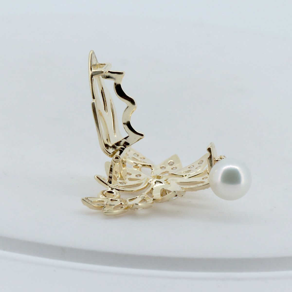 Mikimoto Mikimoto Mikimoto Au750 Pearl Diamond Pendant Crocodile skin Pendant DUTY FREE for USA Size ONE SIZE - 4 Thumbnail