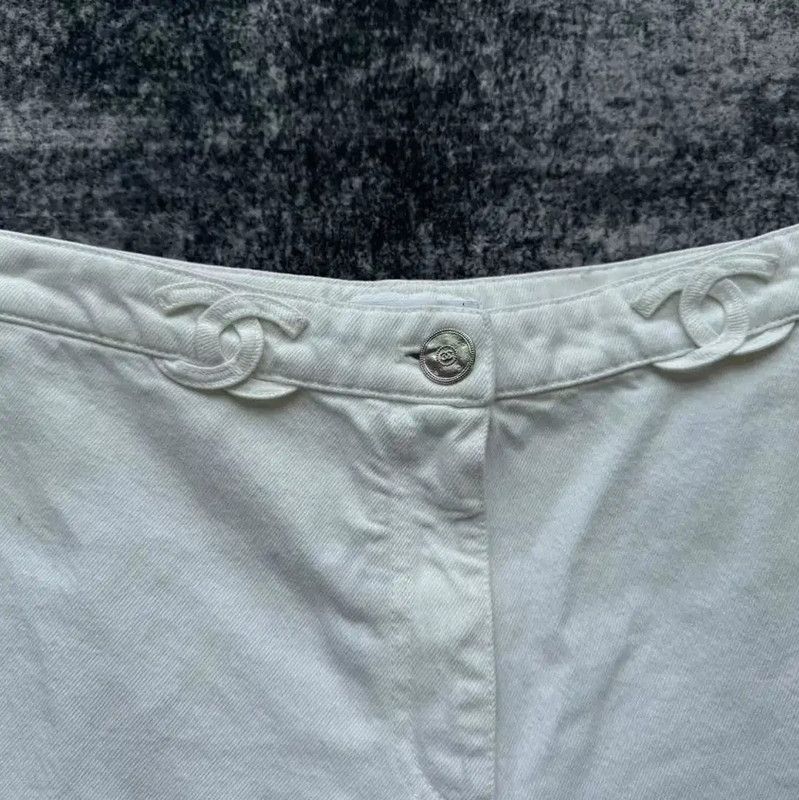 Chanel Chanel White Cotton Casual Trousers 0089 Size 27" / US 4 / IT 40 - 4 Thumbnail