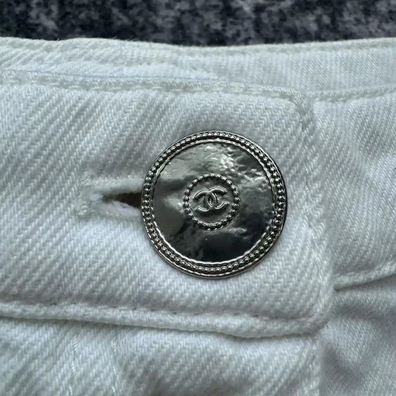 Chanel Chanel White Cotton Casual Trousers 0089 Size 27" / US 4 / IT 40 - 3 Thumbnail