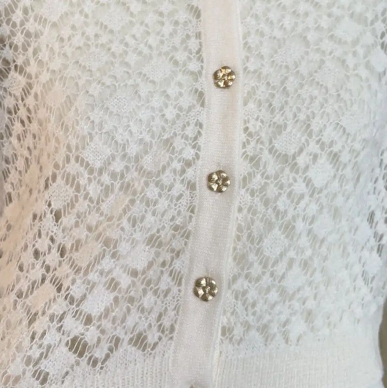 Chanel Chanel White Alpaca Wool Puff Sleeve Cardigan 0089 Size S / US 4 / IT 40 - 8 Thumbnail