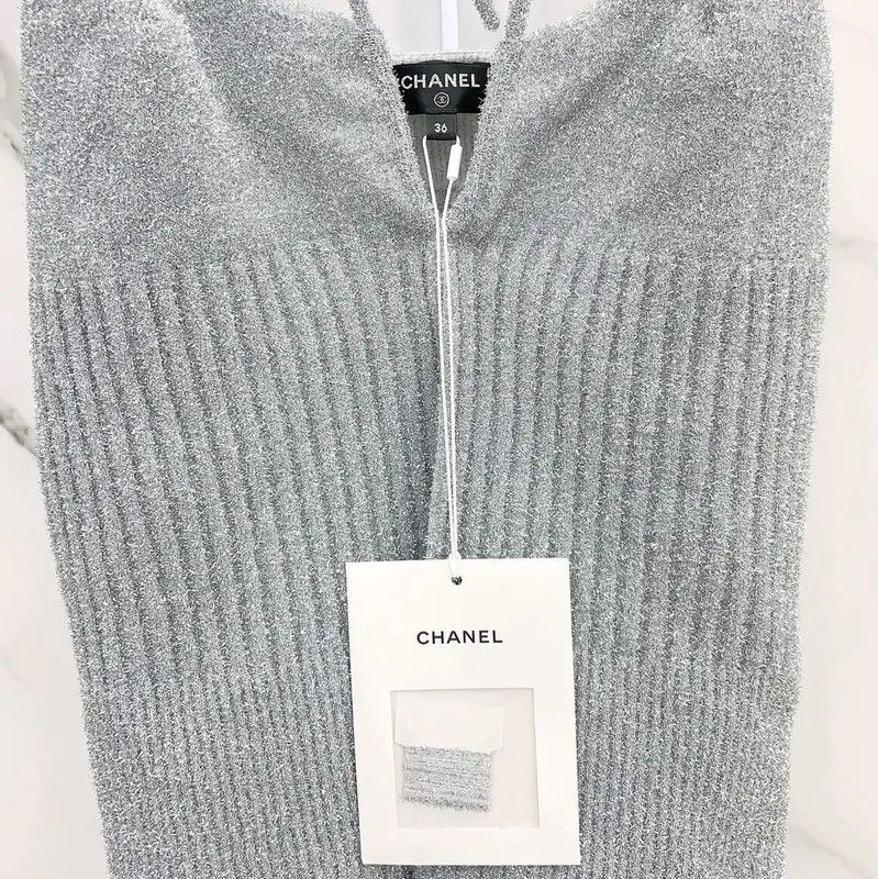Chanel Chanel Silver Polyester Women's Top 0089 Size M / US 6-8 / IT 42-44 - 4 Thumbnail