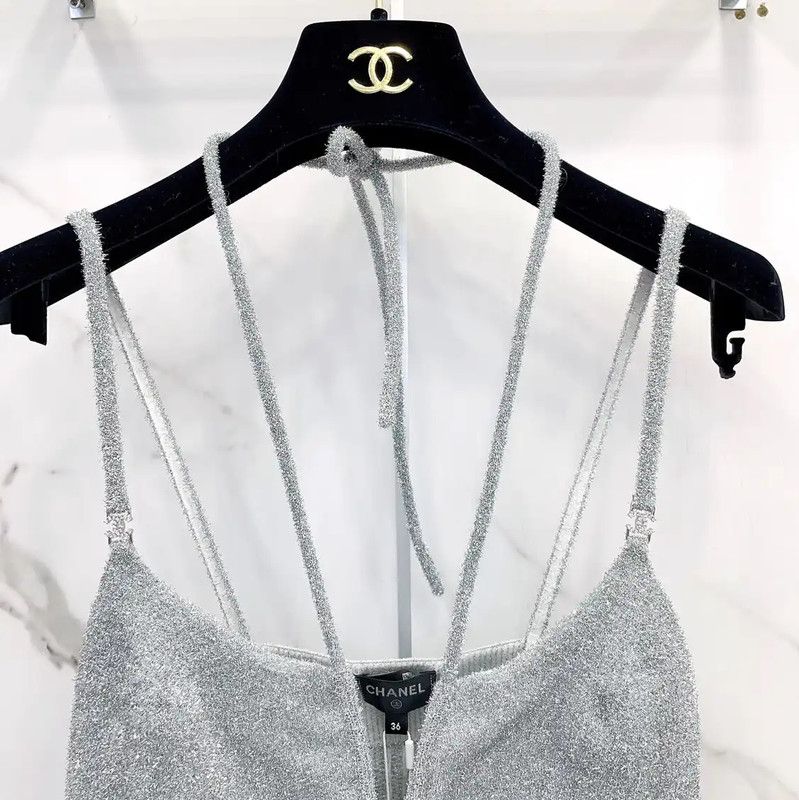Chanel Chanel Silver Polyester Women's Top 0089 Size M / US 6-8 / IT 42-44 - 3 Thumbnail