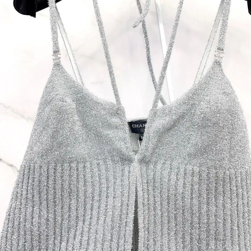 Chanel Chanel Silver Polyester Women's Top 0089 Size M / US 6-8 / IT 42-44 - 5 Thumbnail