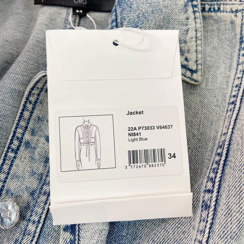 Chanel Chanel Blue Cotton Women's Jacket 0089 Size XS / US 0-2 / IT 36-38 - 7 Thumbnail