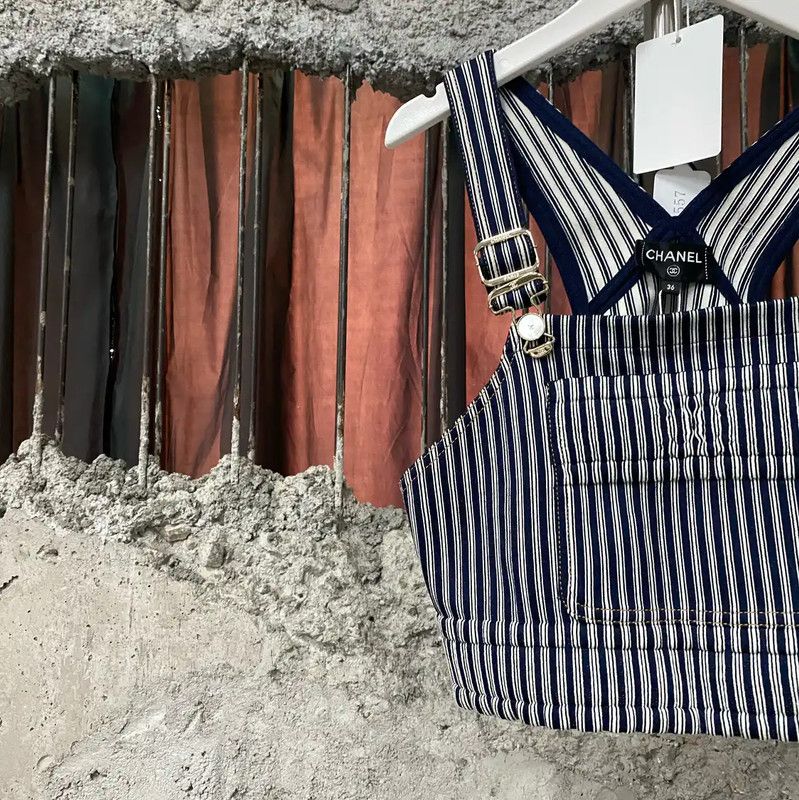 Chanel Chanel Striped Blue Summer Crop Top 0089 Size ONE SIZE - 3 Thumbnail