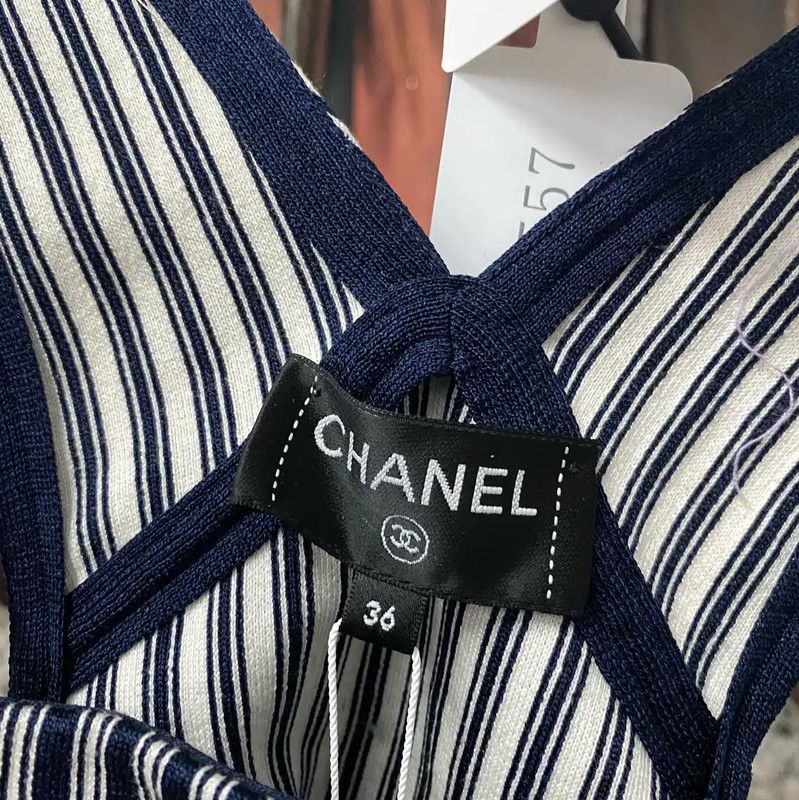 Chanel Chanel Striped Blue Summer Crop Top 0089 Size ONE SIZE - 6 Thumbnail