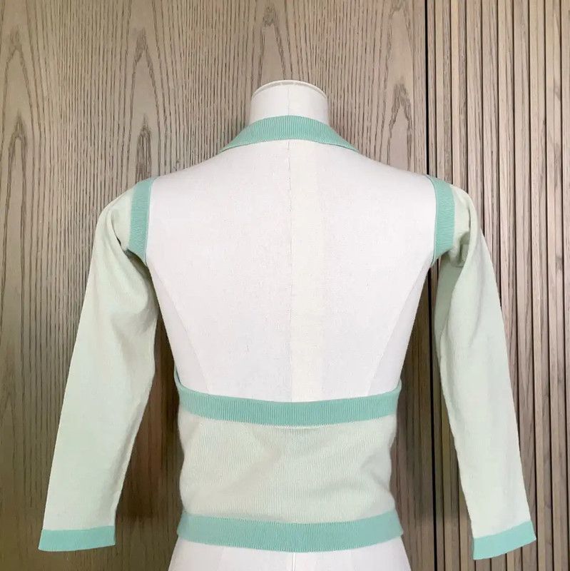 Chanel Chanel Spring Green Cashmere Off-Shoulder Sweater 0089 Size S / US 4 / IT 40 - 8 Thumbnail