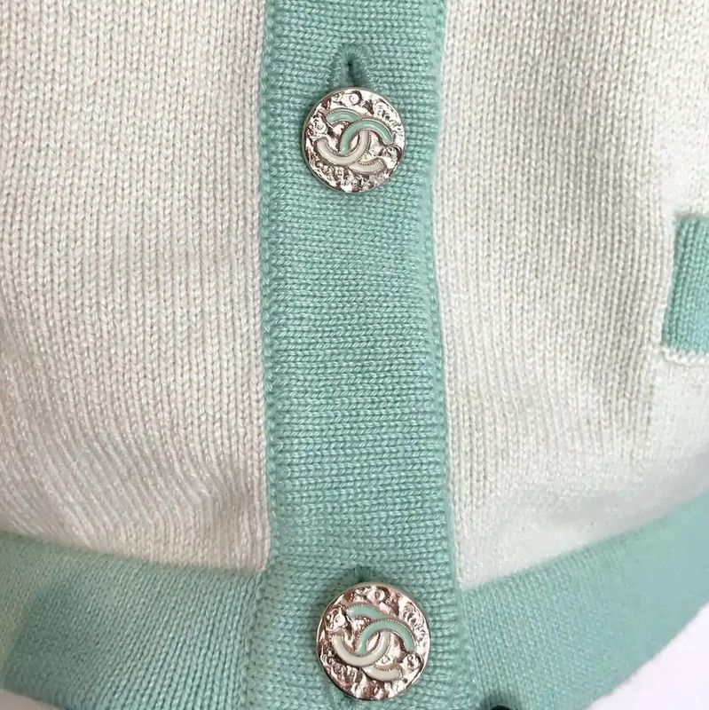 Chanel Chanel Spring Green Cashmere Off-Shoulder Sweater 0089 Size S / US 4 / IT 40 - 7 Thumbnail