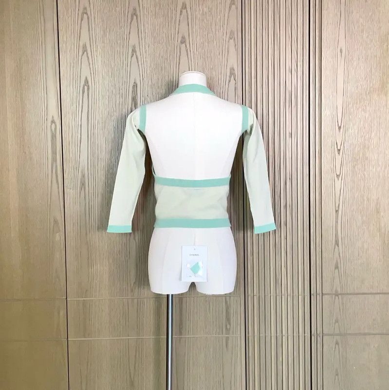 Chanel Chanel Spring Green Cashmere Off-Shoulder Sweater 0089 Size S / US 4 / IT 40 - 3 Thumbnail
