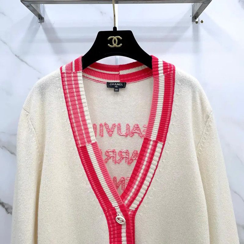 Chanel Chanel White Cashmere Long Sleeve Cardigan 0089 Size M / US 6-8 / IT 42-44 - 3 Thumbnail