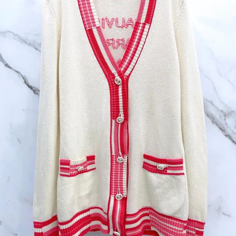 Chanel Chanel White Cashmere Long Sleeve Cardigan 0089 Size M / US 6-8 / IT 42-44 - 4 Thumbnail