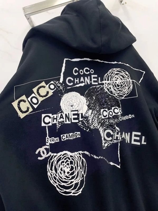 Chanel Chanel Black Cotton Women's Long Sleeve Hoodie 0089 Size L / US 10 / IT 46 - 7 Thumbnail