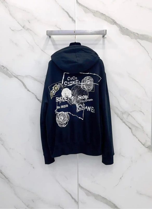 Chanel Chanel Black Cotton Women's Long Sleeve Hoodie 0089 Size L / US 10 / IT 46 - 2 Thumbnail