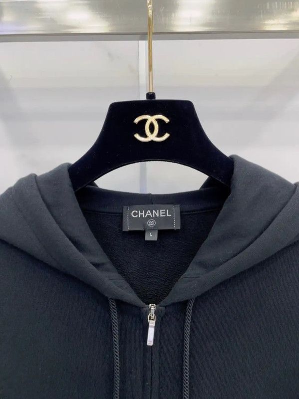 Chanel Chanel Black Cotton Women's Long Sleeve Hoodie 0089 Size L / US 10 / IT 46 - 3 Thumbnail