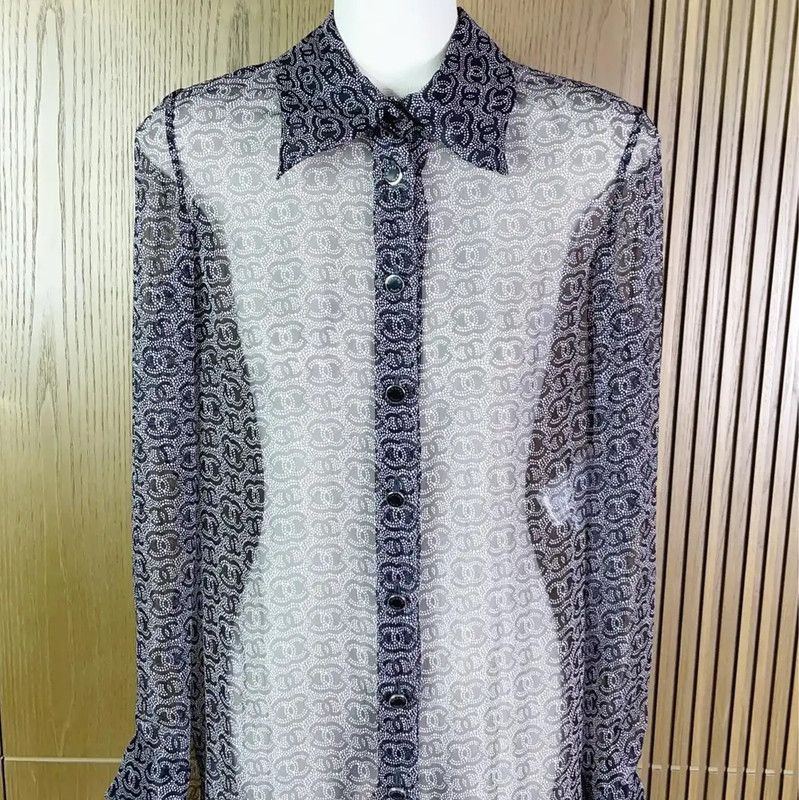 Chanel Chanel Black Silk Long Sleeve Shirt 0089 Size S / US 4 / IT 40 - 4 Thumbnail