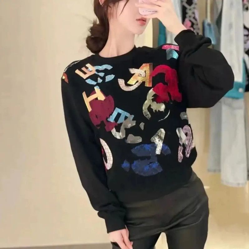 Chanel Chanel Black Cotton Women's Sweatshirt 0089 Size S / US 4 / IT 40 - 9 Thumbnail