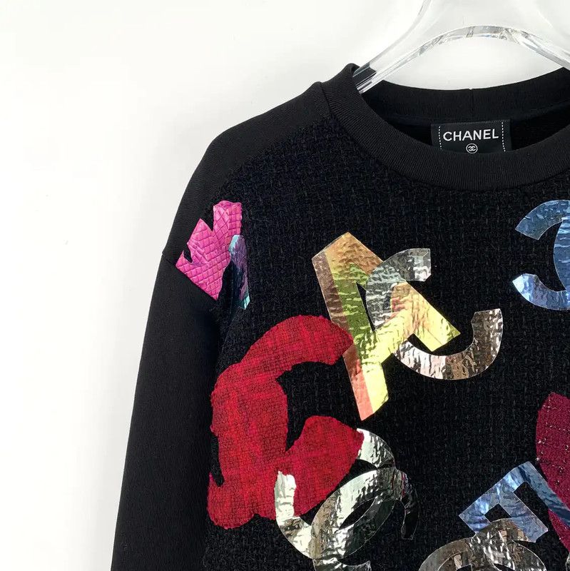 Chanel Chanel Black Cotton Women's Sweatshirt 0089 Size S / US 4 / IT 40 - 3 Thumbnail
