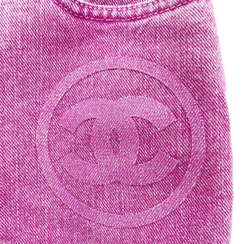 Chanel Chanel Pink Logo Women's Denim Jeans 0089 Size 23" - 6 Thumbnail