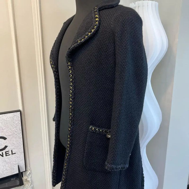 Chanel Chanel Black Alpaca Wool Women's Coat 0089 Size M / US 6-8 / IT 42-44 - 4 Thumbnail