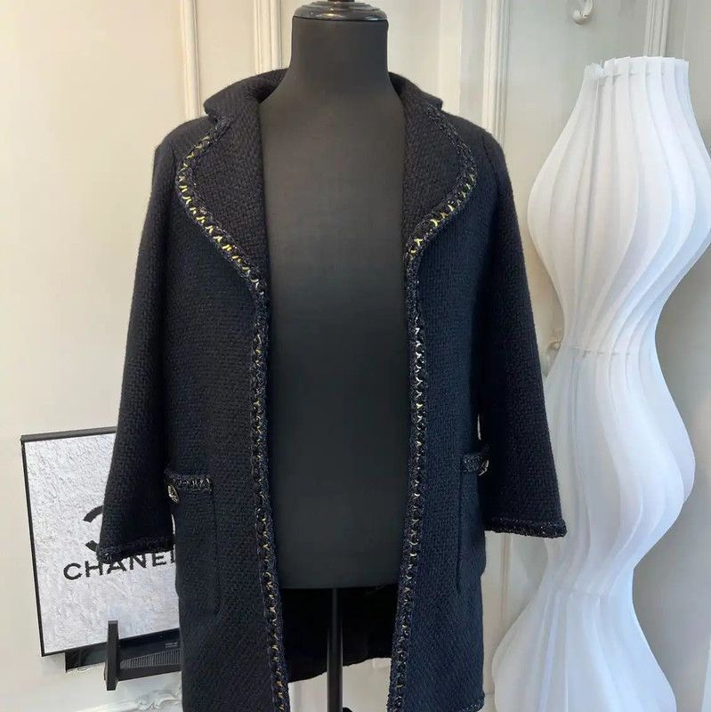Chanel Chanel Black Alpaca Wool Women's Coat 0089 Size M / US 6-8 / IT 42-44 - 2 Thumbnail
