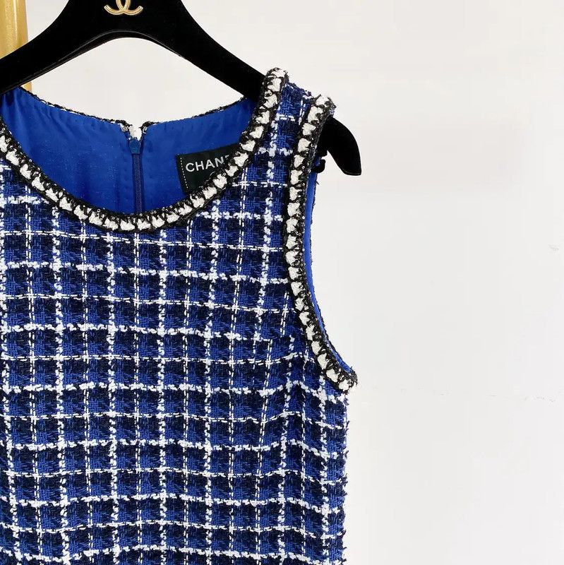 Chanel Chanel Sleeveless Blue Tweed Dress S Size 0089 Size S / US 4 / IT 40 - 3 Thumbnail