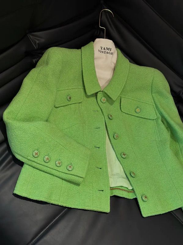 Chanel Chanel Green Wool Tweed Women's Jacket 0089 Size M / US 6-8 / IT 42-44 - 4 Thumbnail