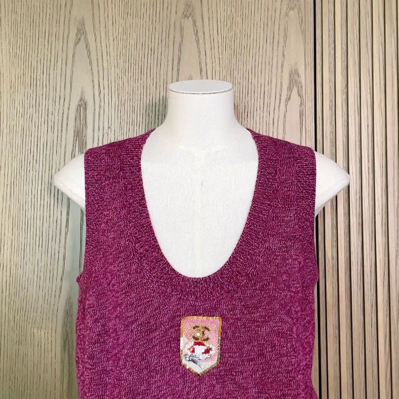 Chanel Chanel Spring Autumn Purple Cashmere Logo Sweater 0089 Size S / US 4 / IT 40 - 4 Thumbnail