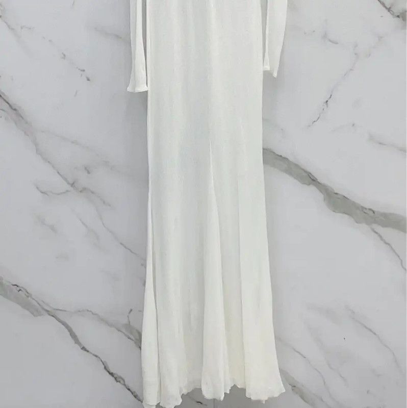 Chanel Chanel Long Sleeve White Cotton Dress 0089 Size L / US 10 / IT 46 - 2 Thumbnail