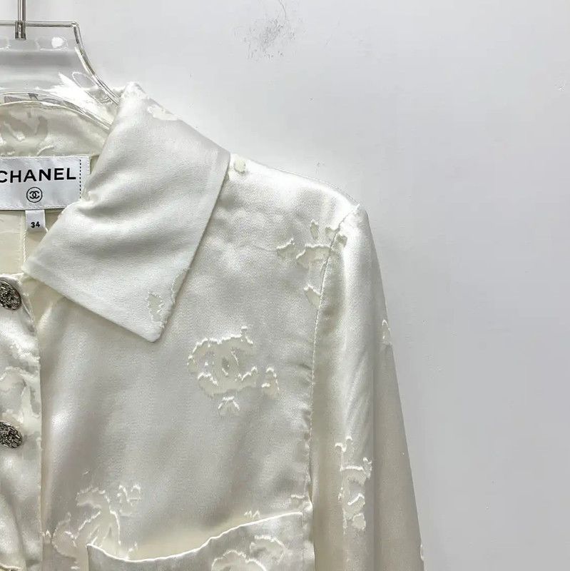 Chanel Chanel Beig Silk Women's Jacket 0089 Size XXS / US 00 / IT 34 - 3 Thumbnail