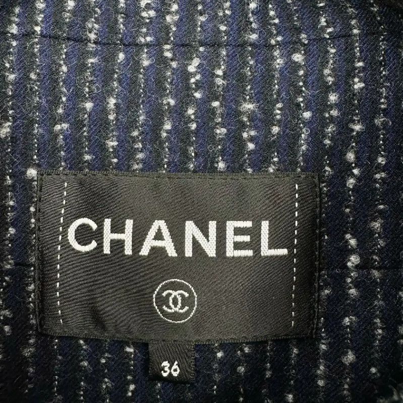 Chanel Chanel Long Wool Coat in Deep Blue 0089 Size M / US 6-8 / IT 42-44 - 2 Thumbnail