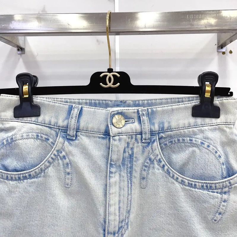Chanel Chanel Blue Cotton Logo Women's Shorts 0089 Size 23" - 3 Thumbnail