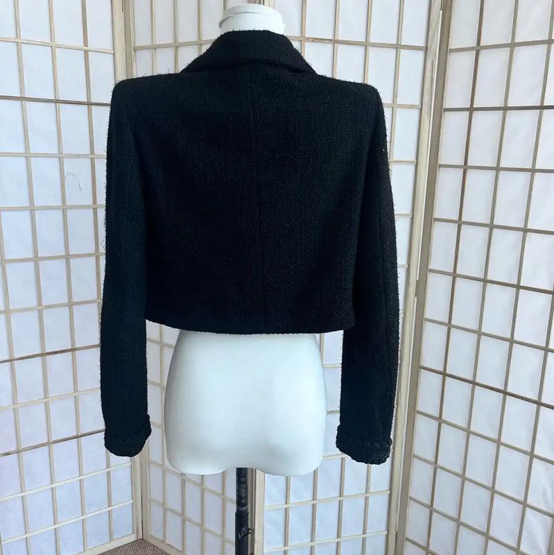 Chanel Chanel Black Wool Cropped Jacket Size S 0089 Size S / US 4 / IT 40 - 2 Thumbnail