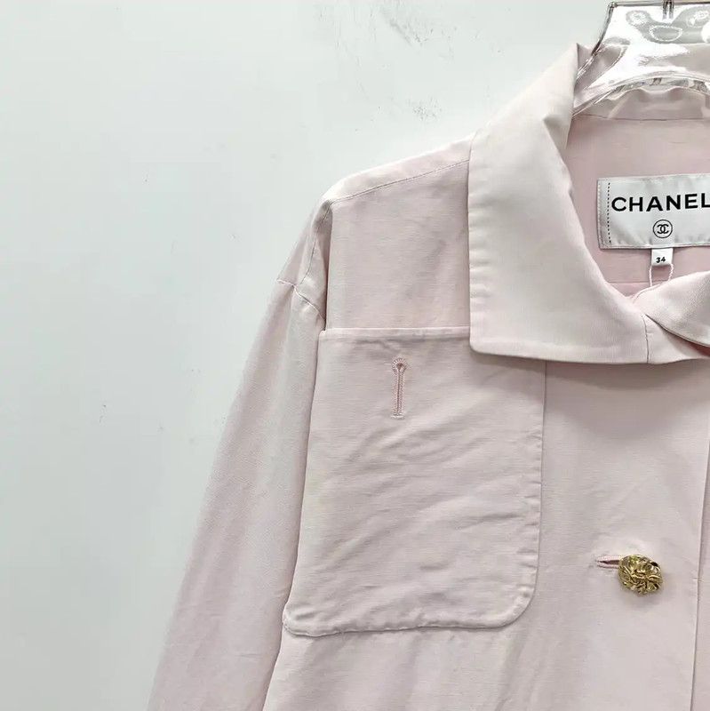 Chanel Chanel Pink Cotton Women's Jacket 0089 Size XXS / US 00 / IT 34 - 3 Thumbnail