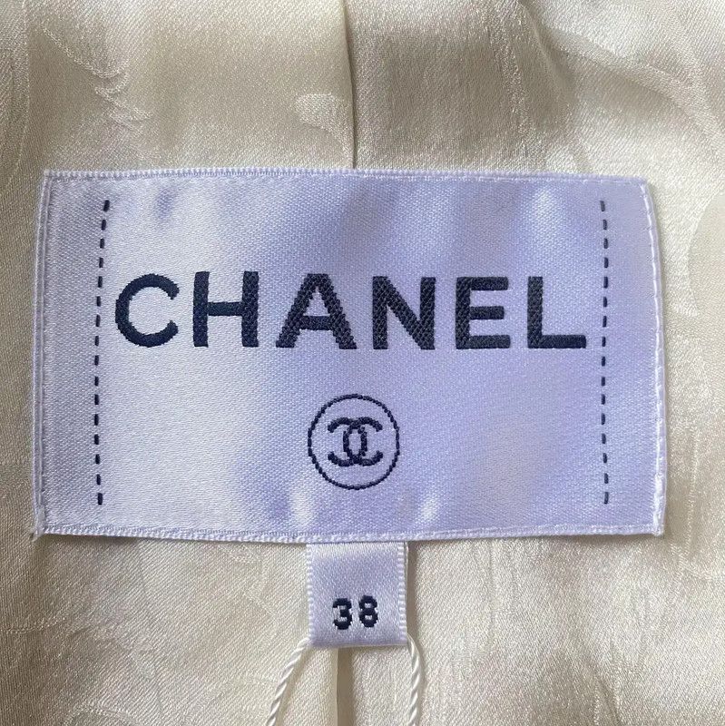 Chanel Chanel Beige Cotton Tweed Round Neck Jacket 0089 Size S / US 4 / IT 40 - 5 Thumbnail