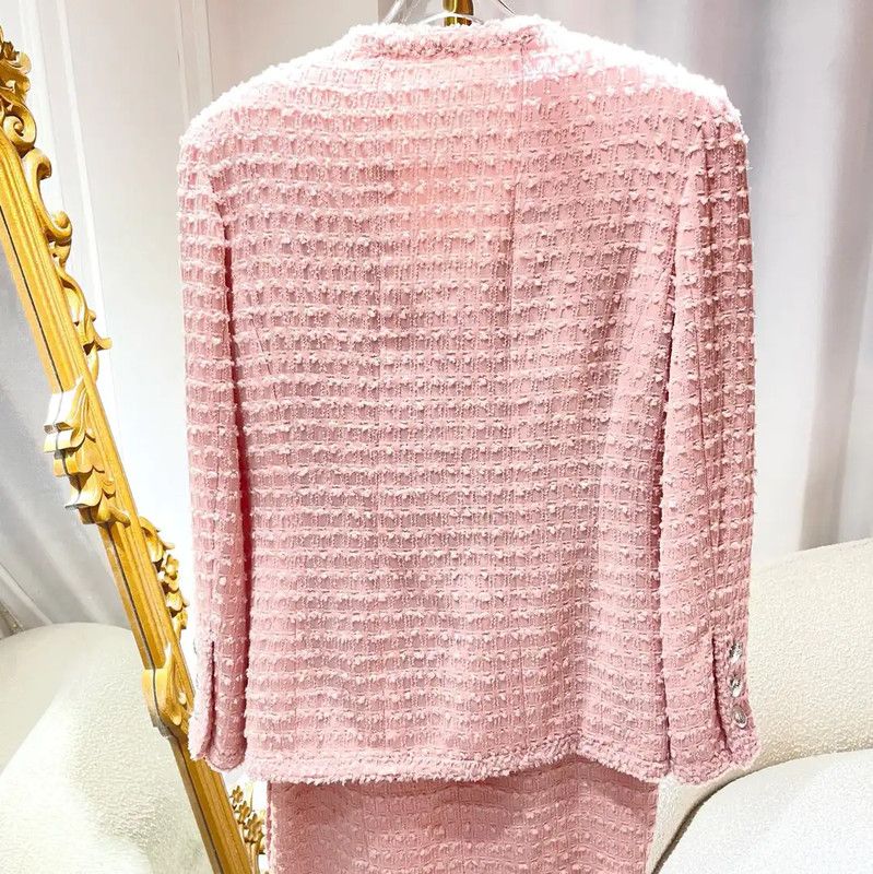 Chanel Chanel Pink Wool Blend Women's Coat 0089 Size L / US 10 / IT 46 - 2 Thumbnail