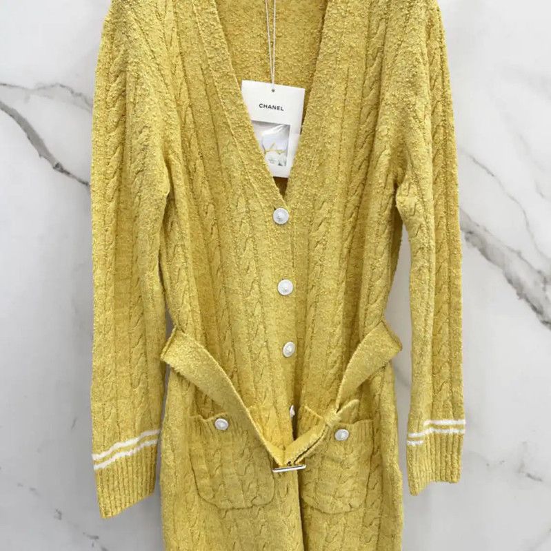 Chanel Chanel Yellow Long Sleeve Knit Cardigan 0089 Size M / US 6-8 / IT 42-44 - 4 Thumbnail