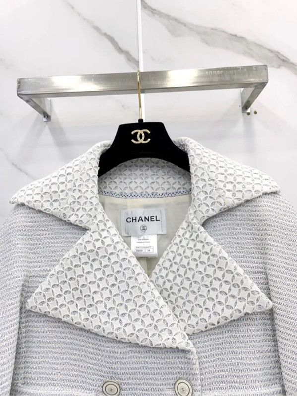 Chanel Chanel Light Blue Tweed Women's Jacket 0089 Size S / US 4 / IT 40 - 3 Thumbnail