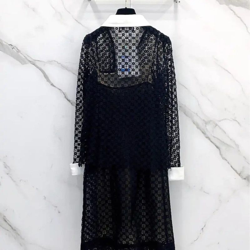 Chanel Chanel Black Cotton Long Sleeve Dress 0089 Size S / US 4 / IT 40 - 2 Thumbnail